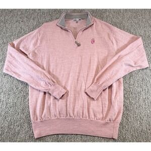 Peter Millar Crown Soft 1/4 Zip Sweater Mens Large Pink Long Sleeve Wool Silk